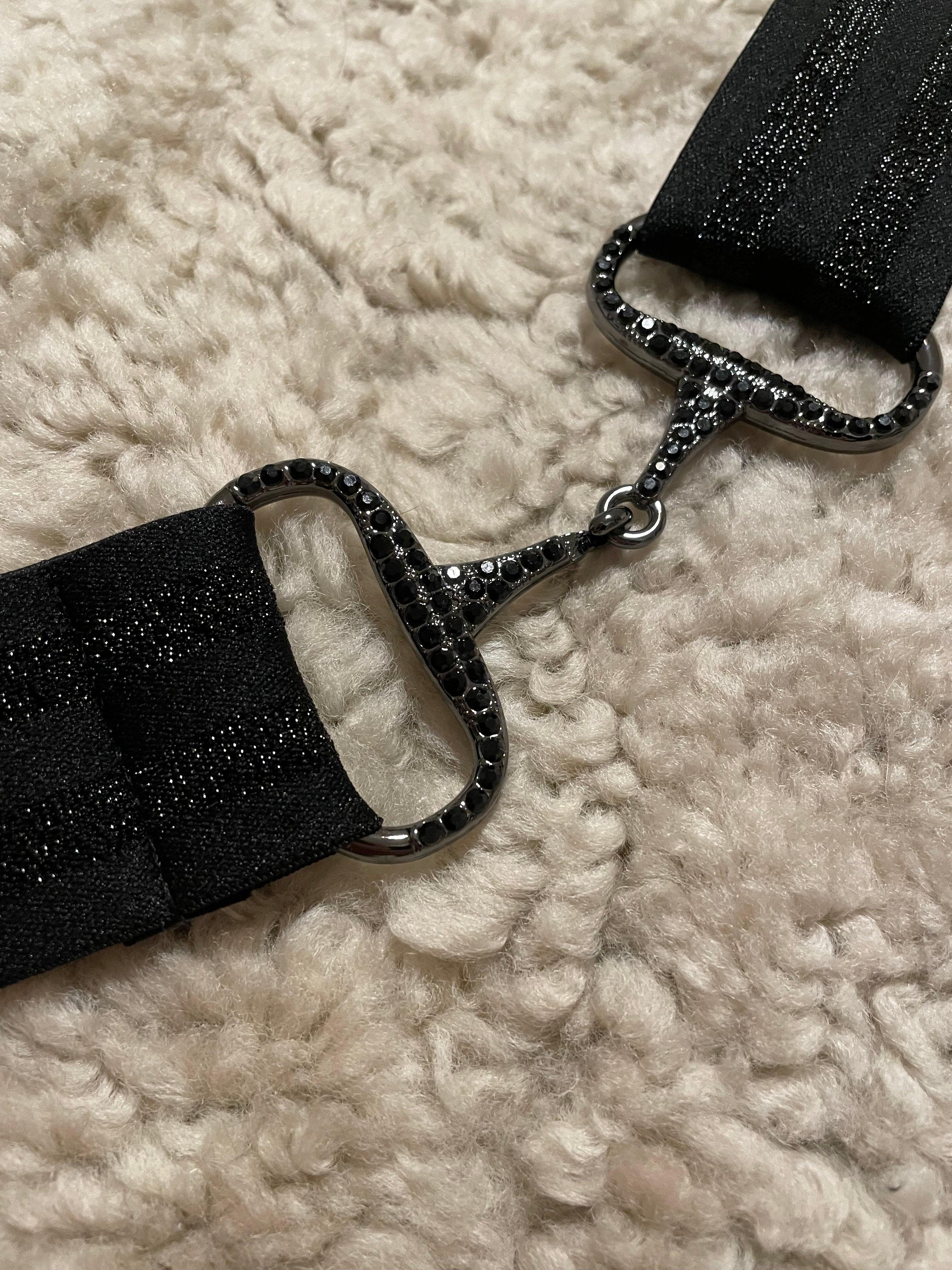 Snaffle bit Belte sort glitter/ Rhinestone