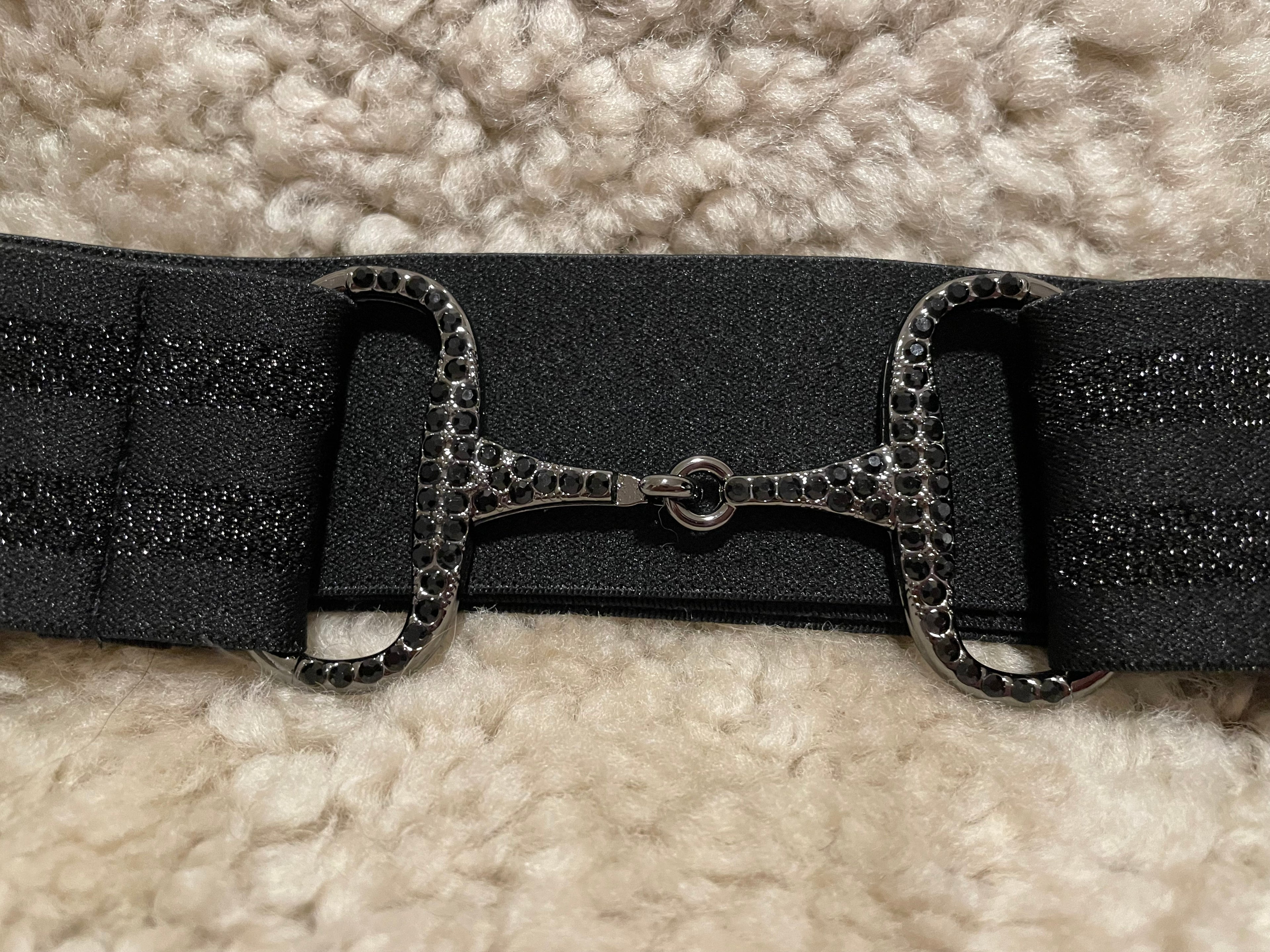 Snaffle bit Belte sort glitter/ Rhinestone