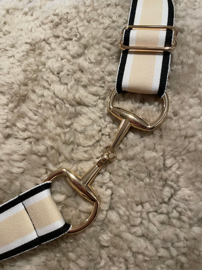 Snaffle bit Belte beige, hvit og sort