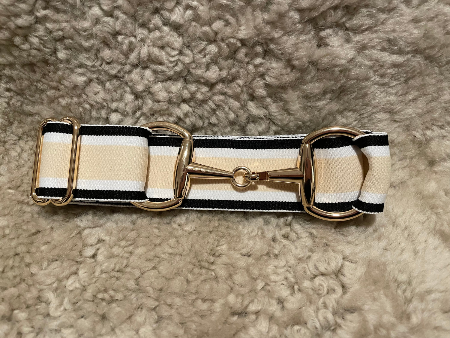 Snaffle bit Belte beige, hvit og sort