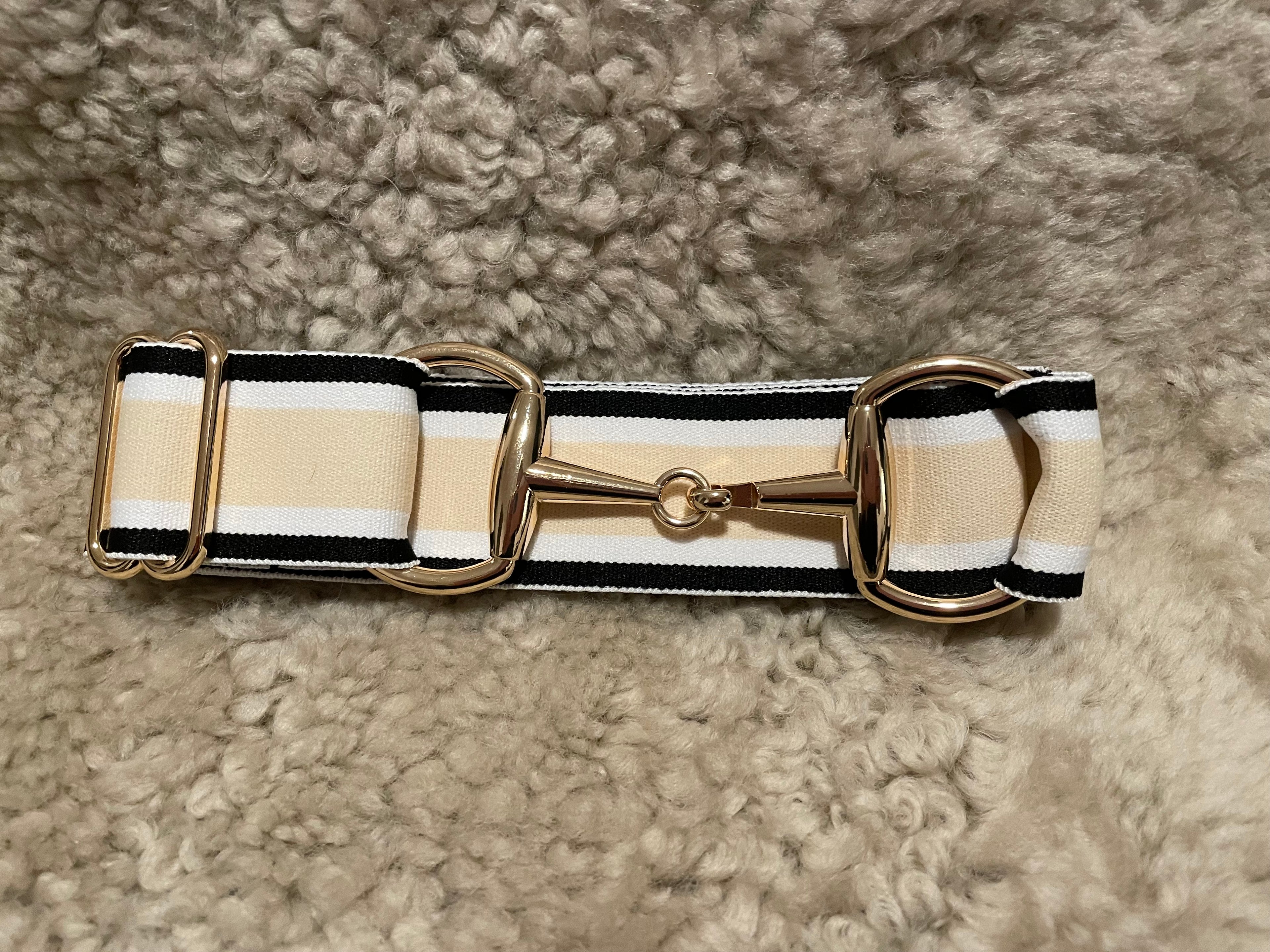 Snaffle bit Belte beige, hvit og sort