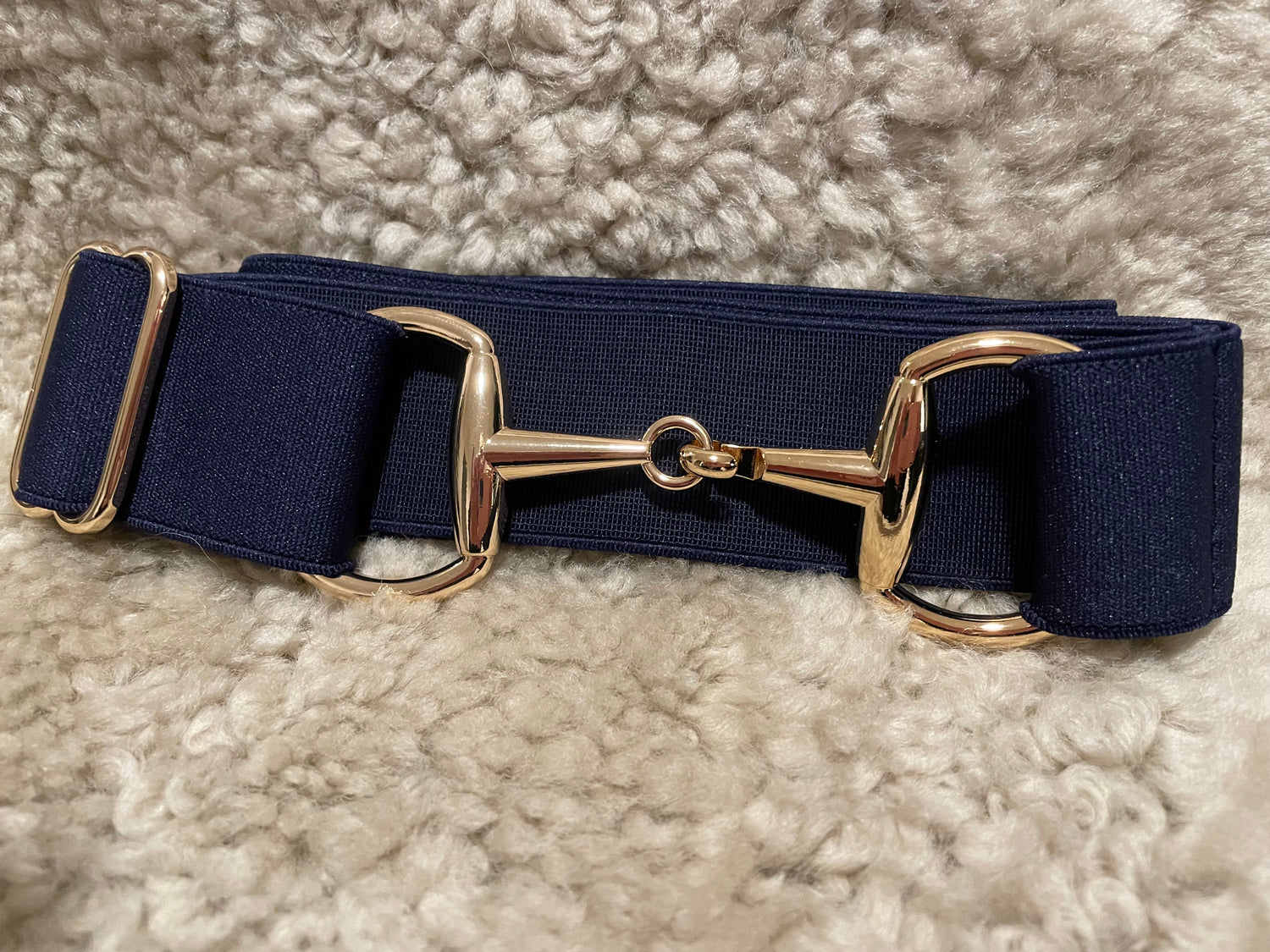 Snaffle bit Belte mørkeblått/ gull